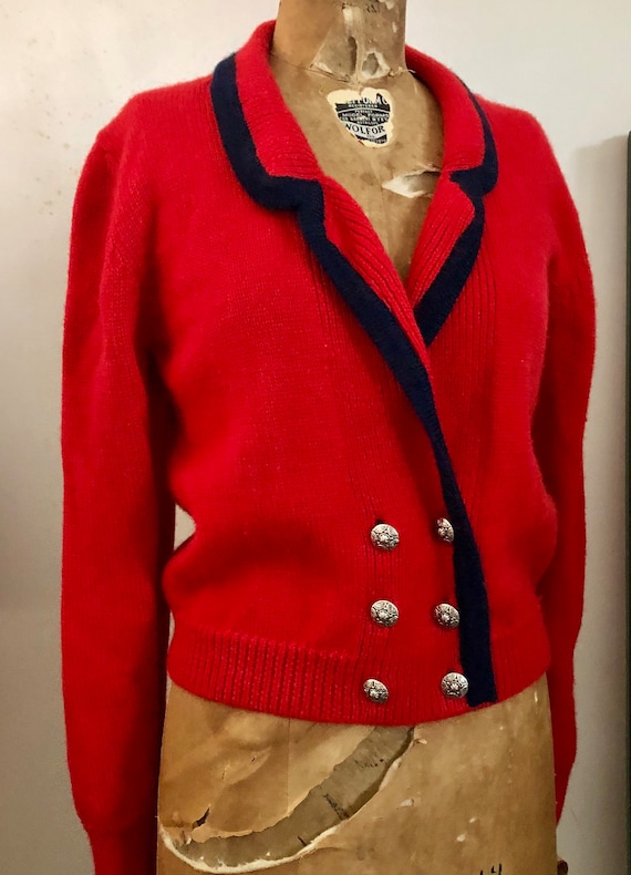 1970s/80s L.L. Bean red wool chunky cardigan sweat