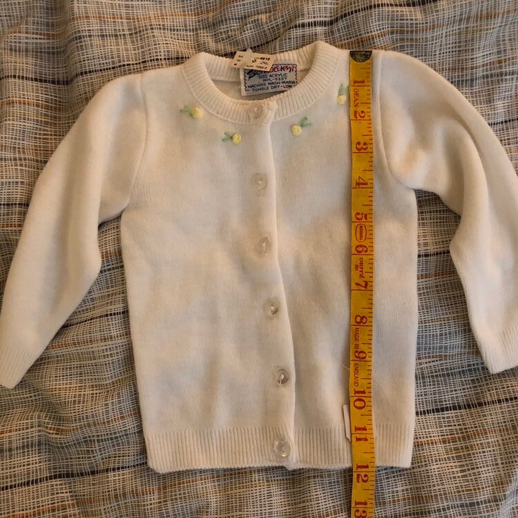 1960s Deadstock Baby Girl White Cardigan 618 Months Etsy