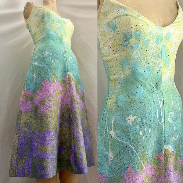 Vintage Lillie Rubin watercolor slip dress Sz xs/s