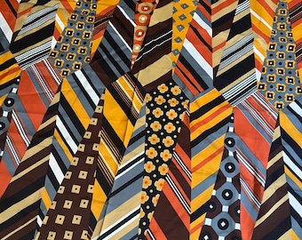 1970s vintage novelty print necktie fabric
