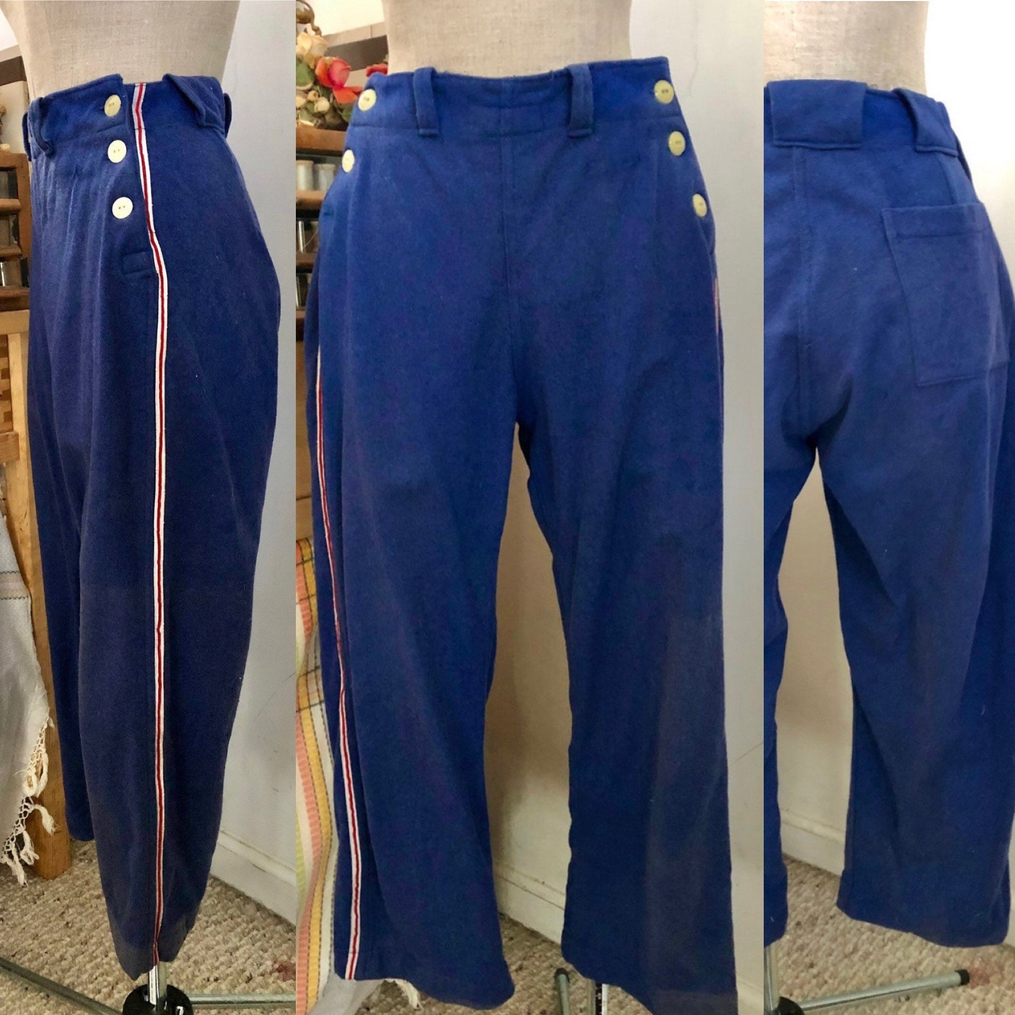 1950s Vintage Blue Wool Marching Band Uniform Pants Sz S - Etsy 1950s Vintage Blue Wool Marching Band Uniform Pants Sz S - Etsy