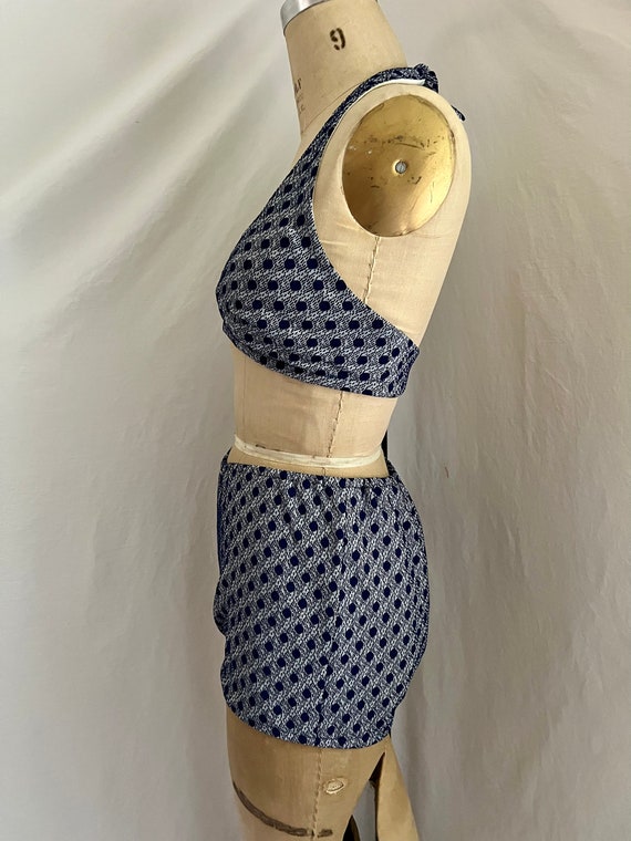 1960s/70s vintage handmade printed blue poly biki… - image 3