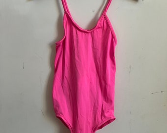 1980s/90s hot pink girls one piece tank swimsuits est. 12/14
