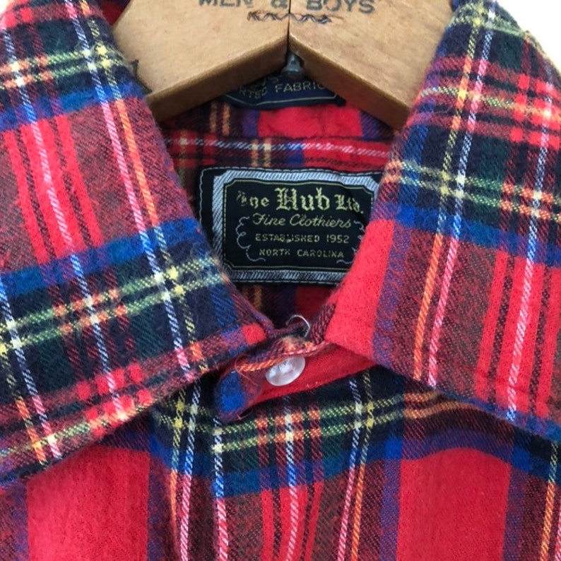 1970s super soft and cozy plaid unisex plaid shirt SM