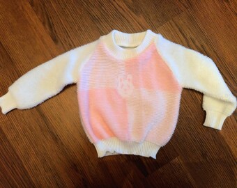 Süßer 1980er Jahre Chenille Osterhasen Pulli, Größe 38 Monate