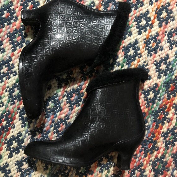 1940s fur edged rain boots/galoshes sz 7