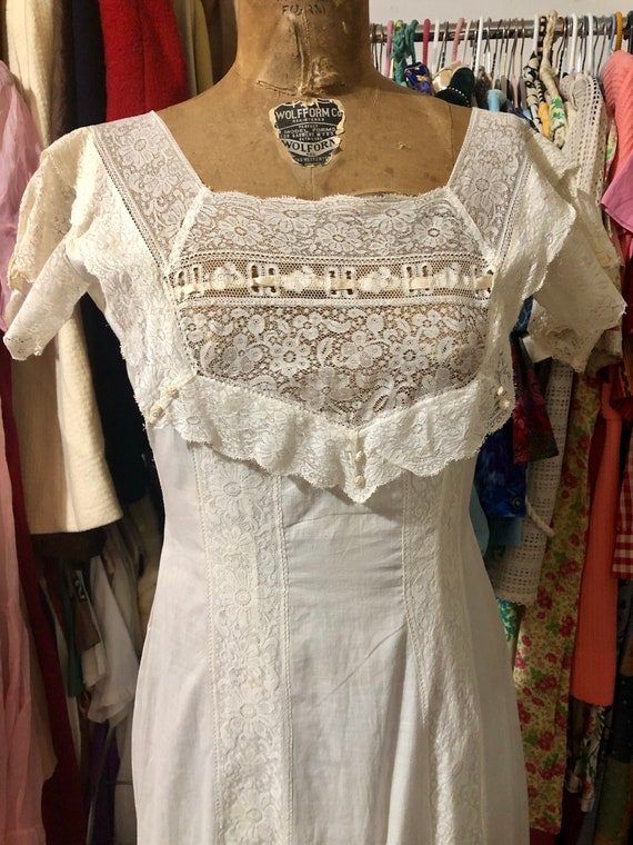 1910s Edwardian White Cottonlawn Tea Dress With Feminine | Etsy