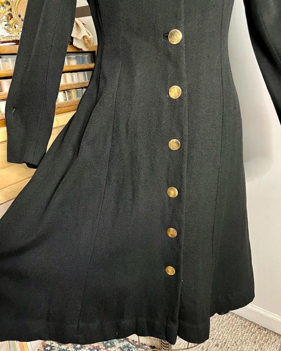 1940s/50s sleek black knit button down princess o… - image 7