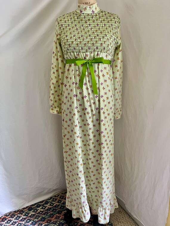 Retro Butterfly Print Elegant V-Neck Vintage Chic Short Sleeve Maxi Dress
