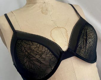 Y2K Calvin Klein black mesh bra/34c