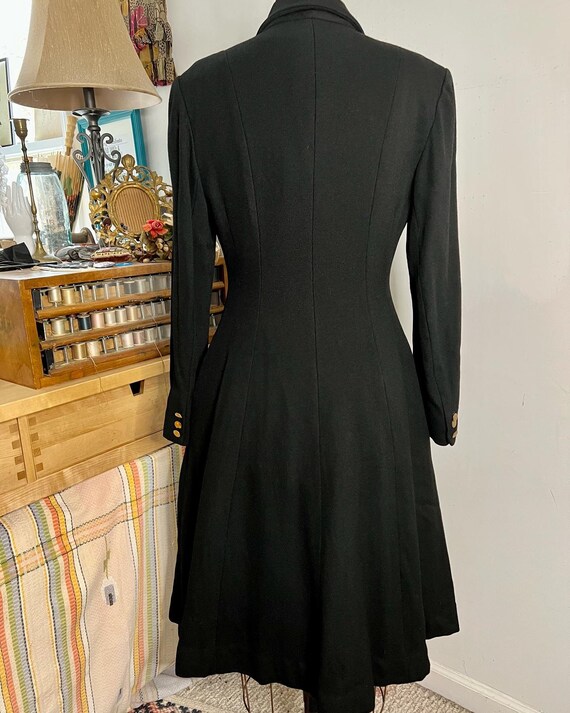 1940s/50s sleek black knit button down princess o… - image 4