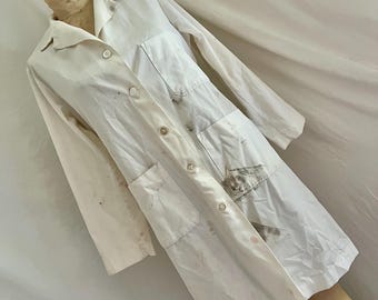 1970s white shop coat/sz m-l