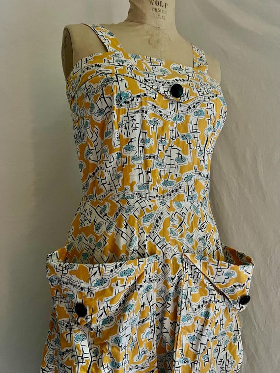 1940s/50s atomic print cotton sundress/sz s