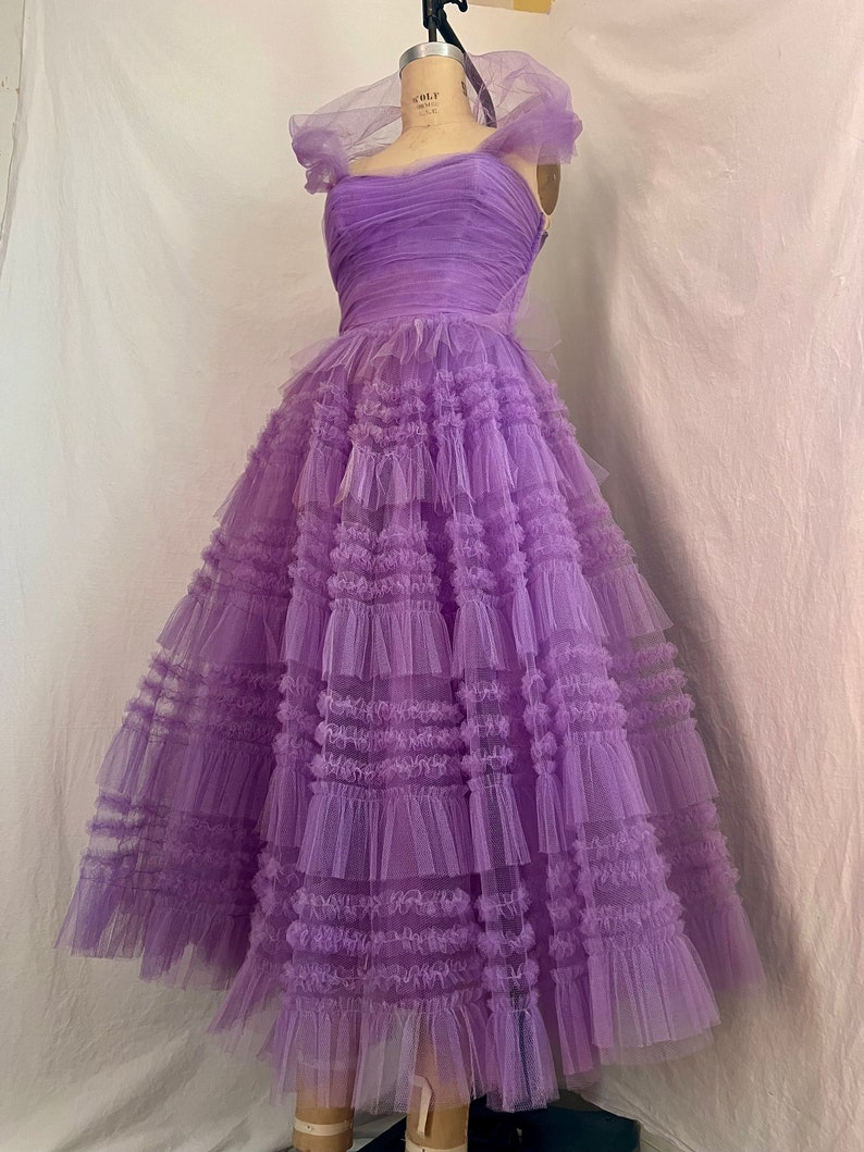 1950s vintage tulle cupcake prom dress sz s zdjęcie 2