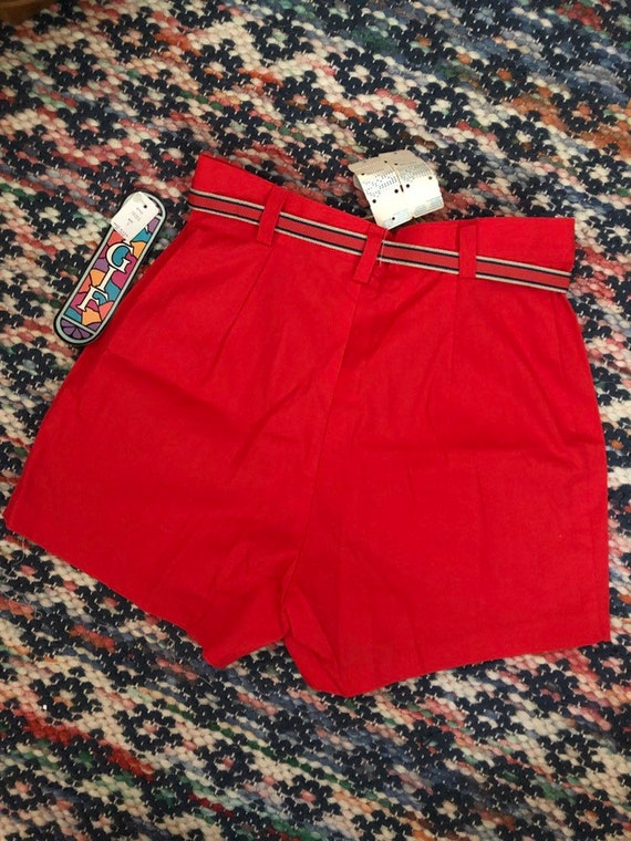 Xs/s Deadstock 1970s red poly/cotton shorts sz 9 - image 3