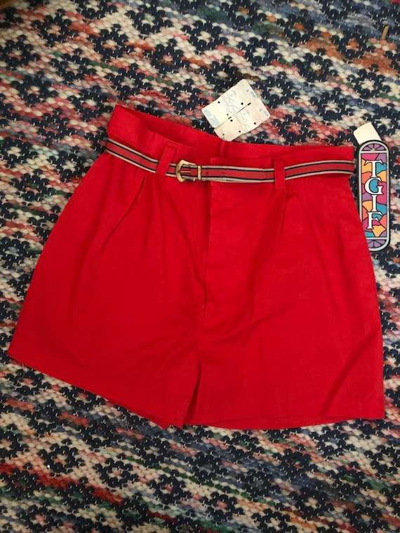 Xs/s Deadstock 1970s red poly/cotton shorts sz 9 - image 1