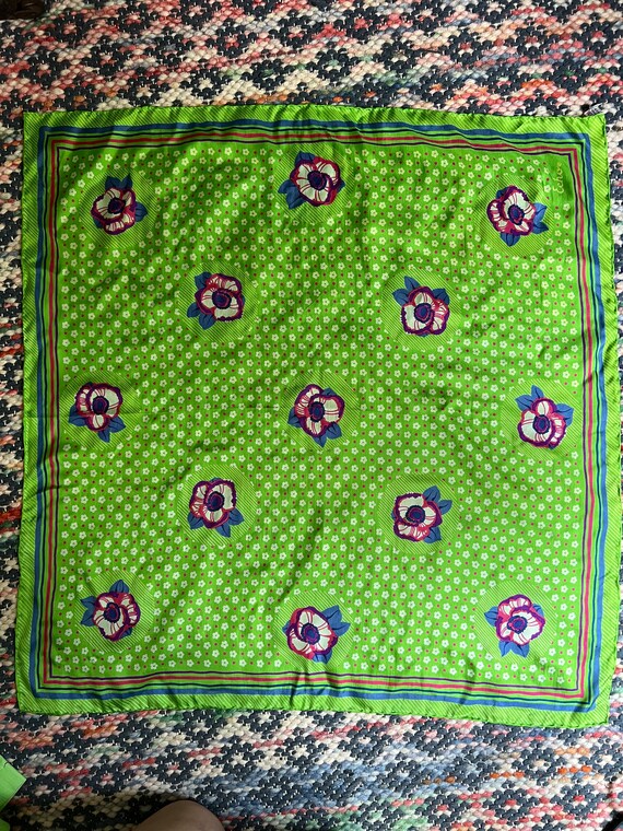 Vintage Echo 1960s flower silk scarf - image 3