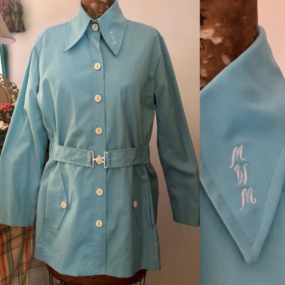 1970s Koret of California sky blue belted jacket … - image 1
