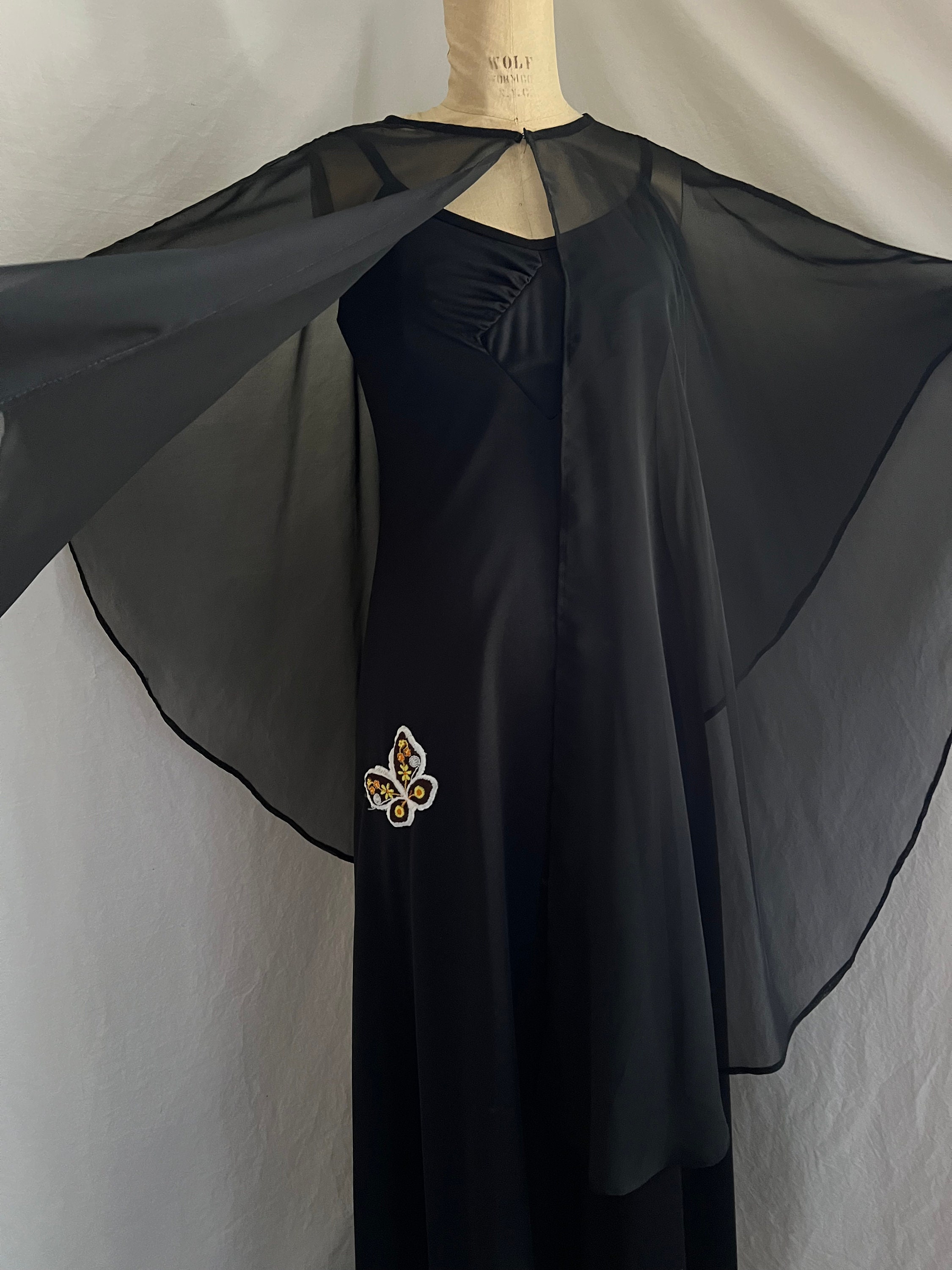 1970s Vintage Slinky Black Maxi With Matching Cape Sz S/m - Etsy