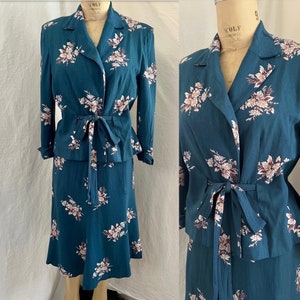 1970s vintage flower print spring suit Sz m