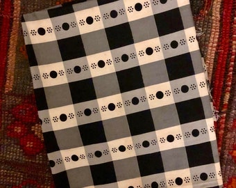 1950s midcentury black and white checked polka dot cotton fabric