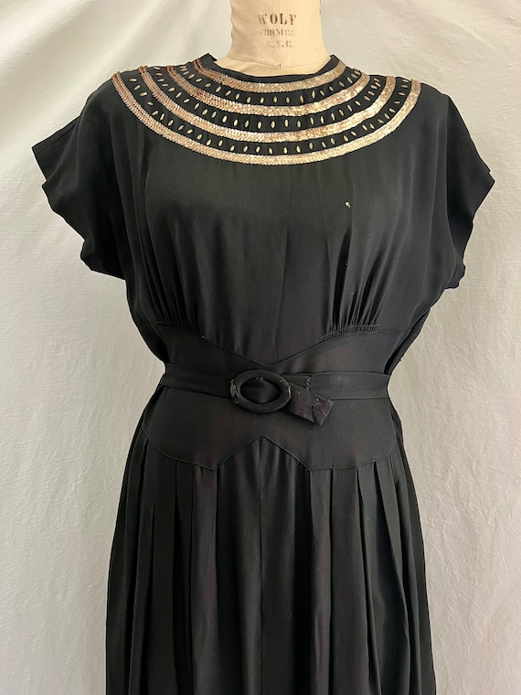 1940s Cleopatra Sequin Black Crepe Dress - Etsy Canada 1940s Cleopatra Sequin Black Crepe Dress - Etsy Canada
