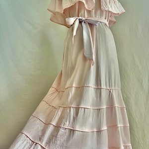 1930s pink taffeta maxi gown and cape set/ sz M