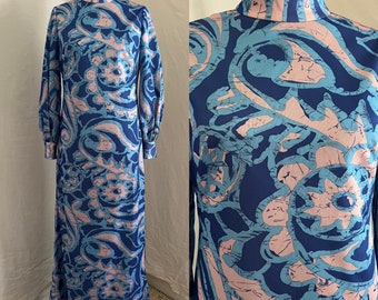 1960s island getaway abstract print maxi Sz m