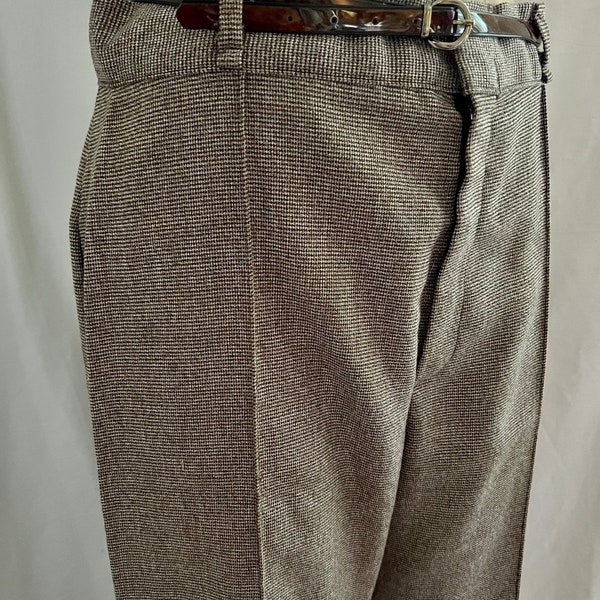 1970s vintage brown checked high waisted trousers Sz m/l