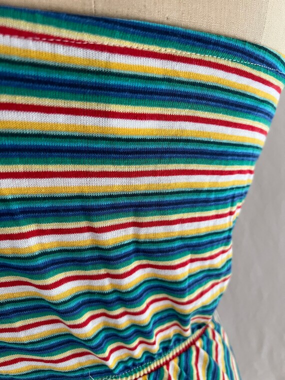 1970s Deadstock 50/50 strapless tube top rainbow … - image 6