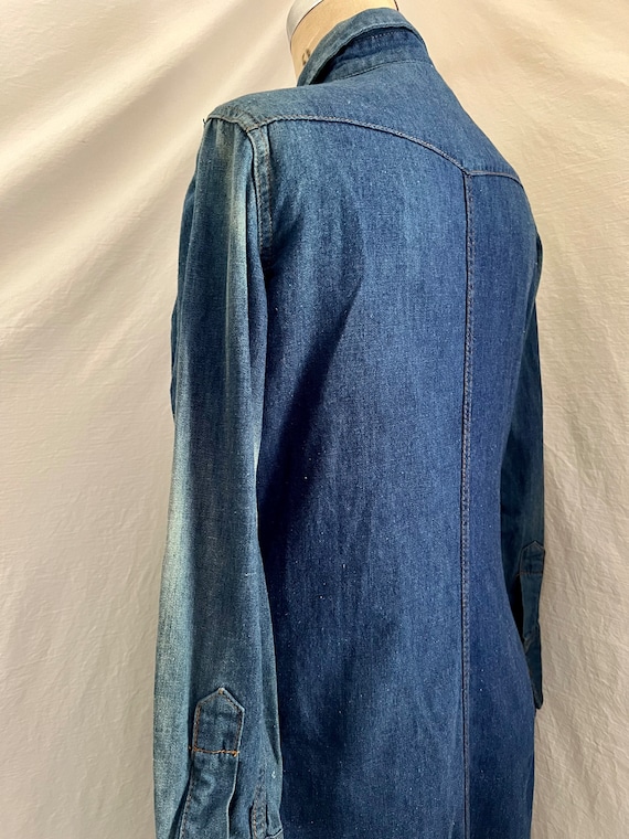 1970s vintage Sears denim snap front dress Sz s - image 3