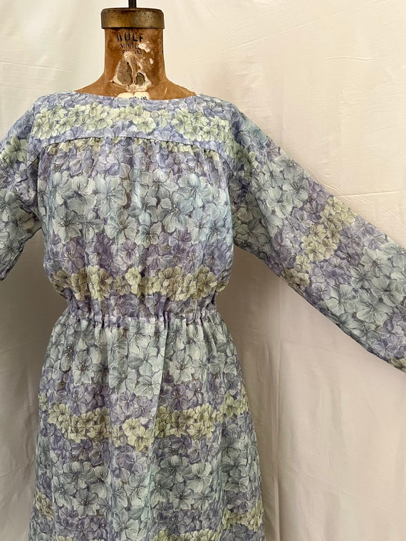 1980s handmade pastel floral day dress Sz m/l/xl