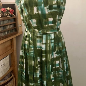 1950s vintage Royal Miss fit and flare abstract print summer dress s/m