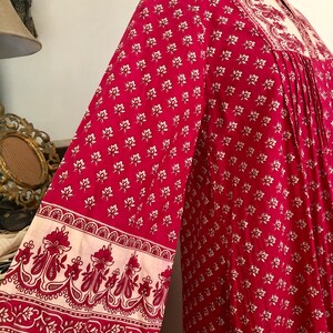 1970s Vintage Ramona Rull Indian Cotton Block Print Maxi Dress With ...
