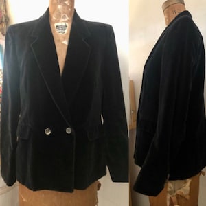 1980s Brooks Brothers double breasted black velvet blazer xs/s/m