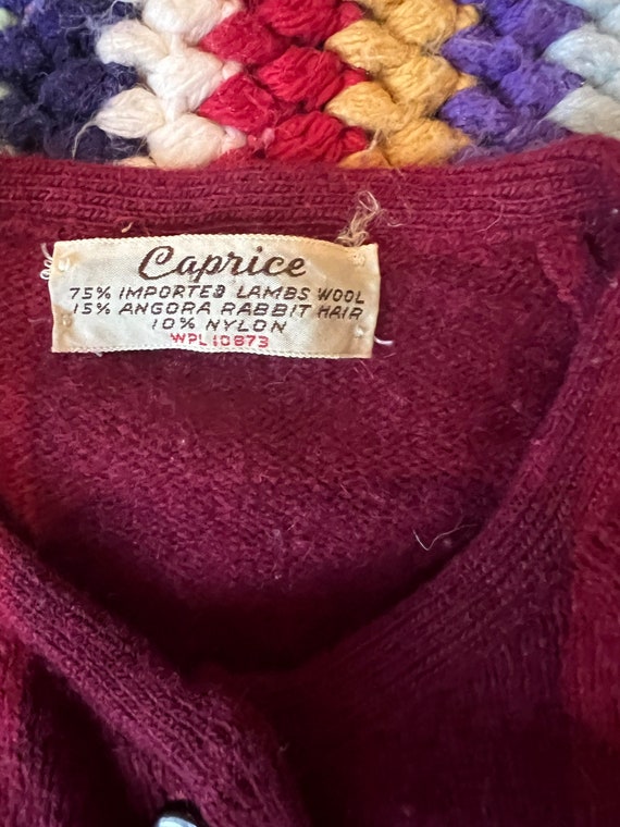 1950s/60s cranberry wool angora cardigan Sz s/m - image 2
