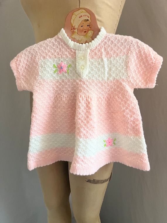 1980s vintage soft spun knit baby dress 12-18m