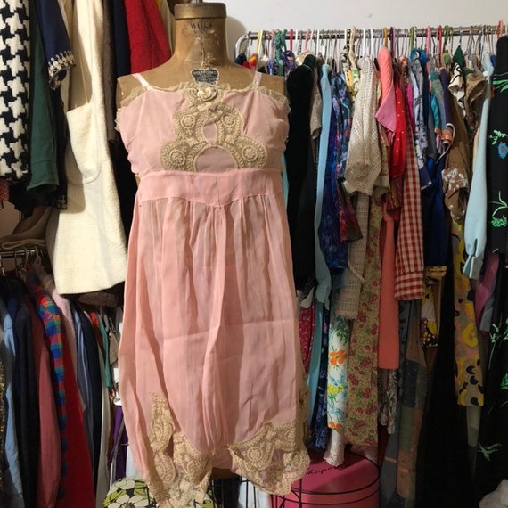 Rare 1930s silk chiffon bralette romper undergarme