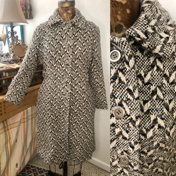 1950s/60s woven wool 3/4 length coat Sz S