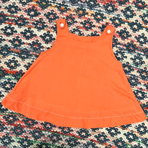 1960s vintage cotton orange summer tent dress/tun… - image 1