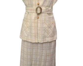 1970s Koret of California gold and cream three piece set Sz L