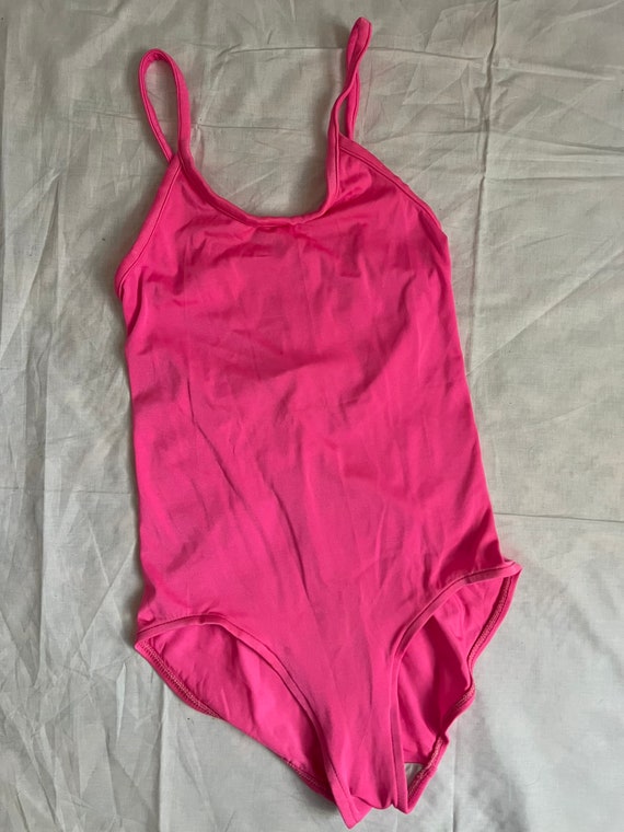 1980s/90s hot pink girls one piece tank swimsuits… - image 2