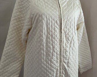 1950s/60s vintage quilted cream zip front jumpsuit Sz s/m
