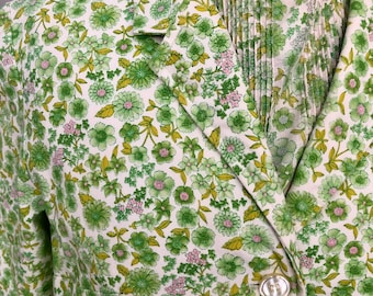 Vintage 1950s Floral Print Skirt Set: Cotton Canvas Three Piece, Sz S