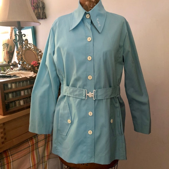 1970s Koret of California sky blue belted jacket … - image 2