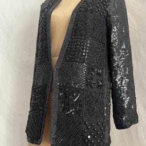 1980s vintage sequin black blazer sz m