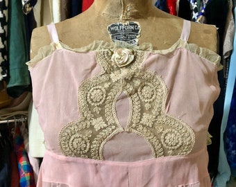 Rare 1930s silk chiffon bralette romper undergarment