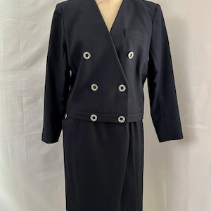 1980er Vintage Yves Saint Laurent YSL doppelbrust marine woll power rock anzug SZ S/M
