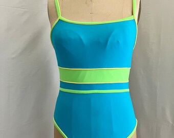 90年代風テクスチャード ライムグリーン ワンピース水着 | S | VTG