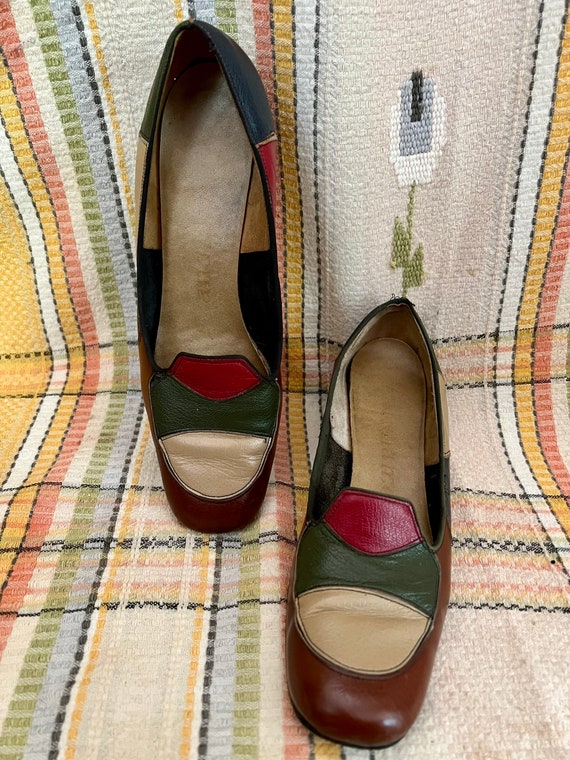 1960s/70s leather patchwork loafers Sz 8 narrow - image 3